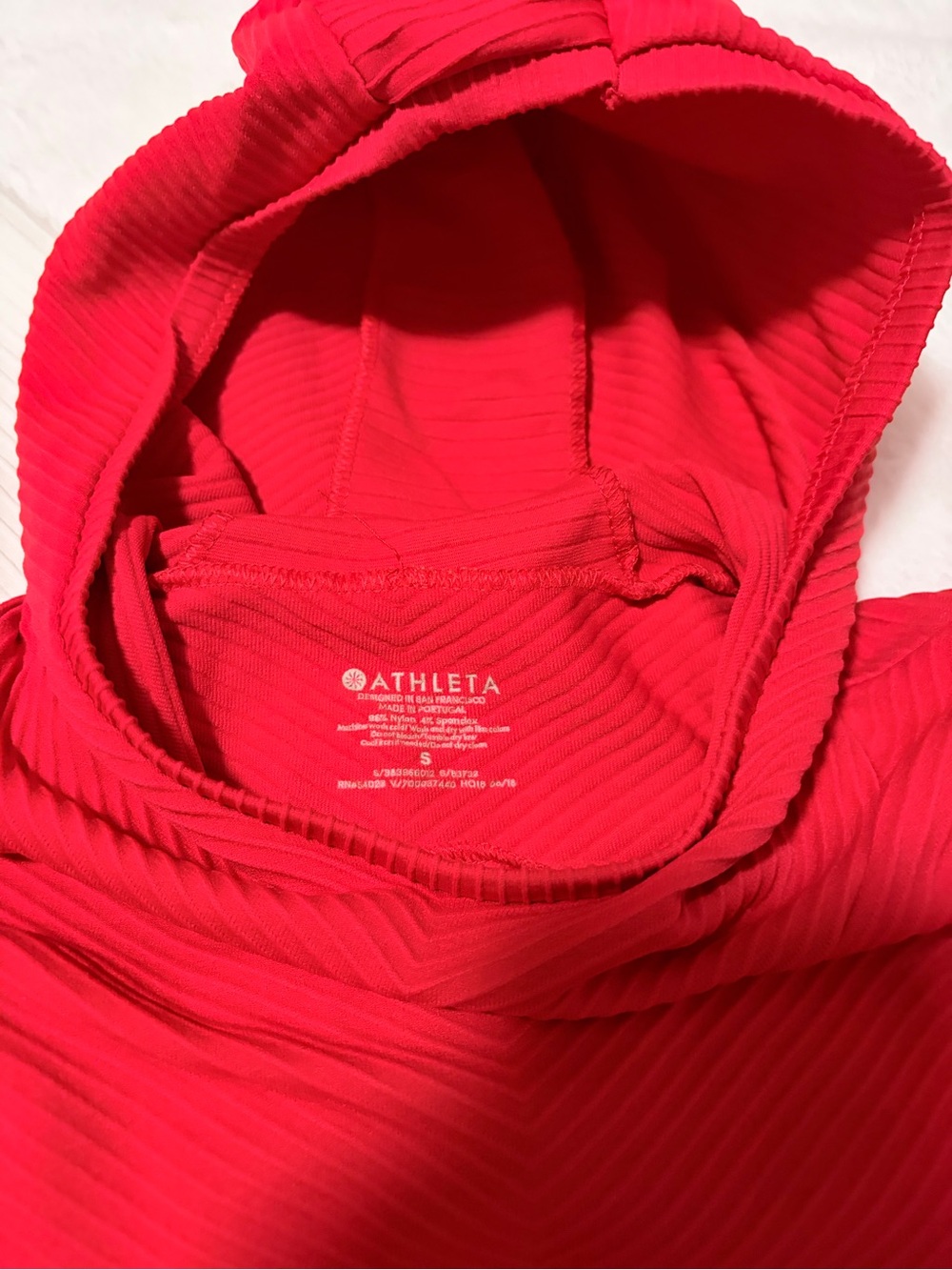 Athleta Women's Bright Red Ribbed Hooded Top ( You get both shirts for $30)